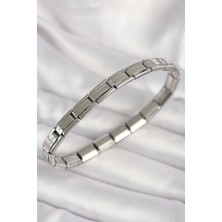 Pazarcan Çelik Gümüş Renk Ince Yazılı Nomination Kadın Bileklik