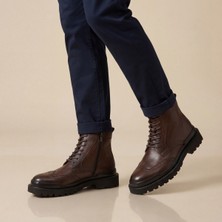 Çiğdem Kundura Gianni Maggi 2923 - Içi Dışı Hakiki Deri Brogue Detaylı Eva Taban Erkek Postal Bot - Kahverengi - 44