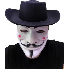 AyrStore Siyah Renkli Delikli Çocuk Boy Vendetta Şapkası ve Vendetta Maskesi