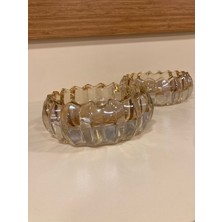 Plus Home Küllük 2' Li Kesme Kristal Cam Bal Rengi Çizgili Model Çapı 13 cm