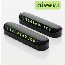 2 Adet Araç Park Numaratörü Seti - Gece Görünür Fosforlu Numaralık - Siyah
