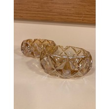 Plus Home Küllük 2'li Kesme Kristal Cam Bal Rengi Baklava Desen Çapı 13 cm