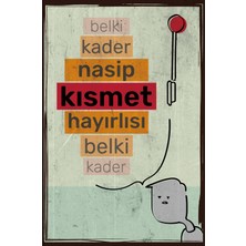 tp Retro Vintage 5 mm Ahşap Üzerine Kader Nasip Kısmet Temalı Poster Tablo 20X30 cm