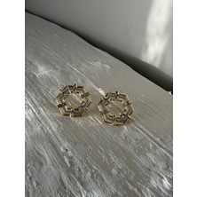 Marem Altıgen Taş Detaylı Çelik Küpe