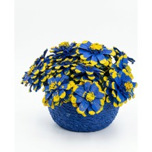 Azka Sarı Lacivert Kozalak Çiçek Sepeti