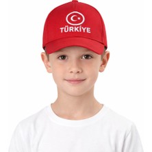 Reva Çocuk Kırmızı Türkiye Şapka – Ayarlanabilir Pamuklu Günlük Şapka 8/12 Yaş
