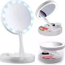 LED Işıklı 10X Katlanabilir Çift Taraflı USB Makyaj Aynası