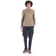 Piero Perla Regular Fit Penye Interlok Jakar Yakalı Uzun Kollu Polo Erkek Haki T-Shirt