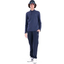 Piero Perla Regular Fit Penye İnterlok Jakar Yakalı Uzun Kollu Polo Erkek Lacivert T-Shirt