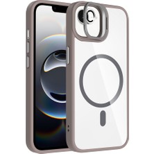 KılıfCraft iPhone 17E Kılıf Standlı ve Kamera Lens Hediyeli M-Safe Şarj Özellikli Zore Etro Kapak - Gri