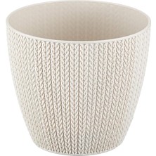 Sml2 Sümela Saksı Tabaklı 14CM, 1,4 Litre Dekoratif Saksı Kirli Beyaz