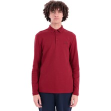Piero Perla Regular Fit Penye İnterlok Jakar Yakalı Uzun Kollu Polo Erkek Kırmızı T-Shirt