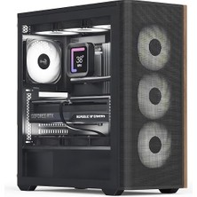 D501A Orta Kule Kılıfı, Ahşap Aksanlı Mesh Ön, 360MM Radyatör Desteği, 11 Fan Yuvası, 400MM Gpu, Atx/m-Atx/mini-Itx, Manyetik Toz Filtreleri, Spcc Çelik Konstrüksiyon, Moda Pc Yapısı, Siyah