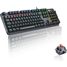 GK301 USB Kablolu Red Switch Mekanik Oyuncu Klavyesi - Makro Tuş Atamalı, Rgb LED Aydınlatmalı, Qwerty Türkçe Tuş Dizilimi, Gaming Türkçe Q Klavye Metalik Gri