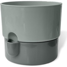 Dora Saksı Tabaklı Çiçek Kaktüs Saksısı Parlak Plastik Saksı (Gri, 2 Litre)