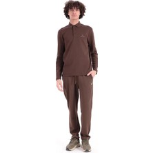 Piero Perla Regular Fit Penye Interlok Jakar Yakalı Uzun Kollu Polo Erkek Taba T-Shirt