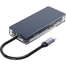 7 Portlu USB 3.0 100W HDMI Tf/sd Kart Okuyucu Çoklayıcı Hub Gri