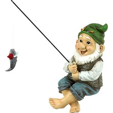 Toscano Ziggy The Fishing Gnome Heykel Bahçe Süsü, Çok Renkli