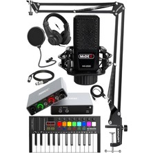 Midi Paket-2 Stüdyo Ekipmanları Seti Ses Kartı Midi Klavye Mikrofon Kulaklık