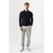 Piero Perla Polo Yaka Slim Fit Uzun Kollu Erkek Siyah T-Shirt