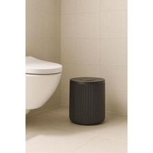 Serisi Antrasit/gri Akrilik Çöp Kovası – Silindir, 5 Litre, 25CM, Kolay Temizlenir - 3372