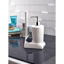 Home Armona Silikon Fırçalı Mutfak Banyo Sıvı Sabunluk Süngerlik Seti