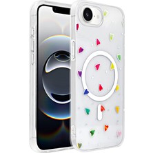 Giz Story iPhone 17E Kılıf M-Safe Şarj Özellikli Şeffaf Zore Folk Sert Kapak - Kalp