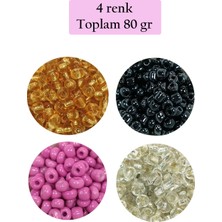 Aydogan's Dökme Cam Kum Boncuk Büyük Boy (6/0) 4 mm - 4 Renk - Toplam 80 Gram - BNC410