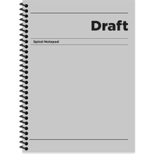 Color Çizgili Sert Kapak Spiralli Draft Defter Gri 17X24