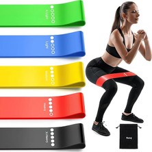 Premium 5 Adet Farklı Dirençte Pilates Squat Aerobik Bandı - Hafif,orta,sert Çalışma Lastiği-Evde Spor Karın Kası Sıkılaşma Seti