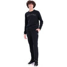 Piero Perla Regular Fit Özel Baskı & Nakış Detaylı Erkek Siyah Eşofman Altı