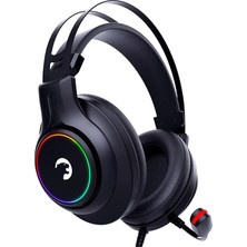 Kugon USB Gaming Headset - 7.1 Virtual Surround Sound, Wired LED Headphones With 50MM Drivers, Comfort Design, 360 Spatial Audio, Noise Cancelling Mic For Pc, Laptop, Black