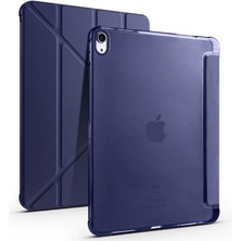 Ipad (10,nesil) 10.9" 2022 ile Uyumlu Katlanır Kalemlikli Standlı Uyku Modlu Akıllı Kılıf, Lacivert