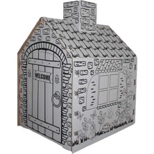 Çocuk Karton Boyama Evi (Beyaz)