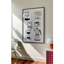 Des Vu Print Kahve Temalı Çerçevesiz Poster, Mutfak Kahve Köşesi Posteri