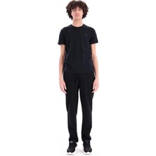 Piero Perla Jaguar Baskılı ve Etek Nakışlı Bisiklet Yaka Slim Fit Erkek Siyah T-Shirt