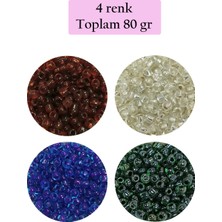 Aydogan's Dökme Cam Kum Boncuk (8/0) 3 mm - 4 Renk - Toplam 80 Gram - BNC420