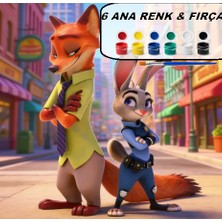 Zootropolis 3D Boyanabilir Karakter Seti – Judy Hopps & Nick Wilde – 6 Renk Boya + Fırça Dahil – Hobi & Dekoratif Ürün