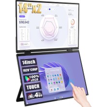 Z14W 14" 1920 * 1200@60Hz Full Hd Ads-Ips Panel Type-C 100% Srgb 300CD/M² Dokunmatik, Çift Ekran Taşınabilir Monitör (ZL-Z14W)