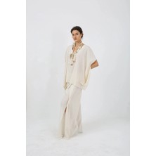 Des Concept Kadın V Yaka Asimetrik Kesim Dokulu Bluz