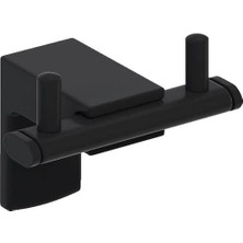 Banyo F1 Model Paslanmaz Siyah Ikili Bornoz Havluluk, Bornoz Askılığı 5 Yıl Garantili