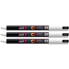 Pc-1mr Uni Beyaz Boya Marker Kalemler Ultra Ince 0,7 mm Kalibre Uç Ucu Her Yüzeye Yazılır Kumaş Cam Taş Metal Ahşap Plastik (3'lü Paket)