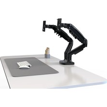 F160 17-27" Çift Kol Amortisörlü Vesa Monitör Standı