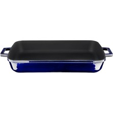 Metal Premium Serisi - Döküm Rosto ve Fırın Tepsisi, Dikdörtgen, 26X40 Cm, Majolik Mavi