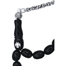 OltutaşıMarket Imameye Çift Başlı Kartal Işlemeli Gürcistan Oltu Tesbih 8X10 mm