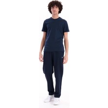 Piero Perla Interlok Compact Tona Ton EVA Nakışlı Bisiklet Yaka Slim Fit Erkek Lacivert T-Shirt