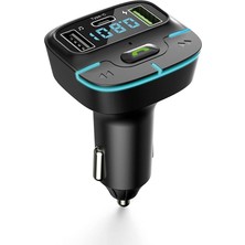 F9 Araç Fm Transmitter 5.3 Bluetooth Araç Kiti USB Type-C Hızlı Şarj Çıkışlı Çakmaklık Girişli (F9)