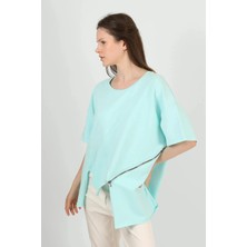 Des Concept Kadın Asimetrik Fermuarlı Pamuklu Bluz