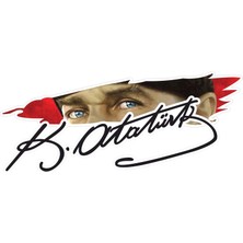 Mustafa Kemal Atatürk Imza Türk Bayrağı Sticker 20 x 8,5 cm