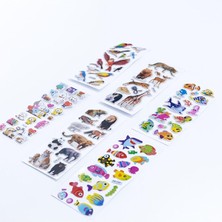 6 Adet Kabartmalı Yapışkan Sticker, Hayvanlar Alemi